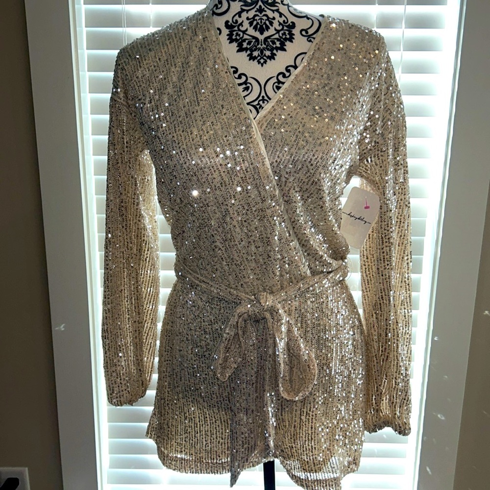 Whiskey Darling Sequin “Miss Thing”  Romper Small NWT